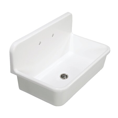 Gourmetier GKTA3620198 36-Inch Solid Surface Top-Mount Kitchen Sink with Backsplash, Matte White GKTA3620198
